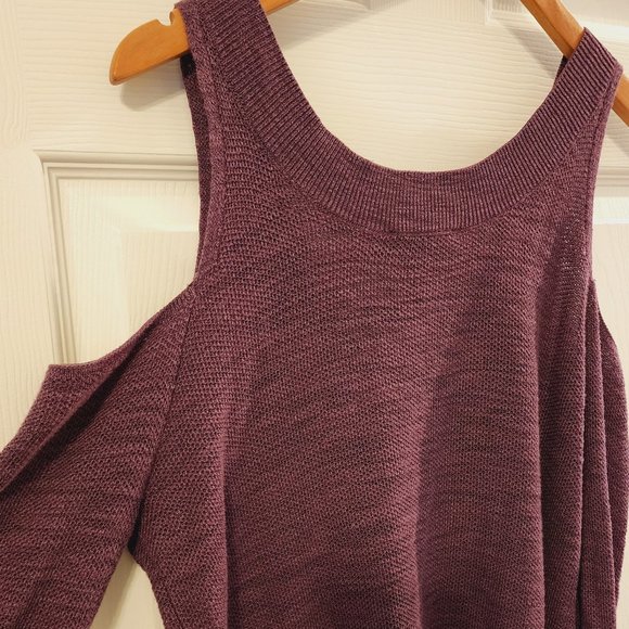 Express Cold Shoulder Lace Up Purple Reversible Sweater Size S - Picture 11 of 11